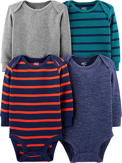 ❄️ Carter’s Simple Joys Thermal Long-Sleeve Bodysuits (4 Pack)