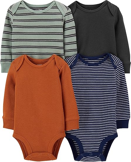 ❄️ Carter’s Simple Joys Thermal Long-Sleeve Bodysuits (4 Pack)