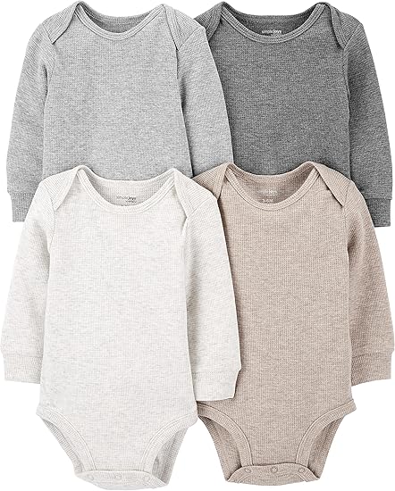 ❄️ Carter’s Simple Joys Thermal Long-Sleeve Bodysuits (4 Pack)